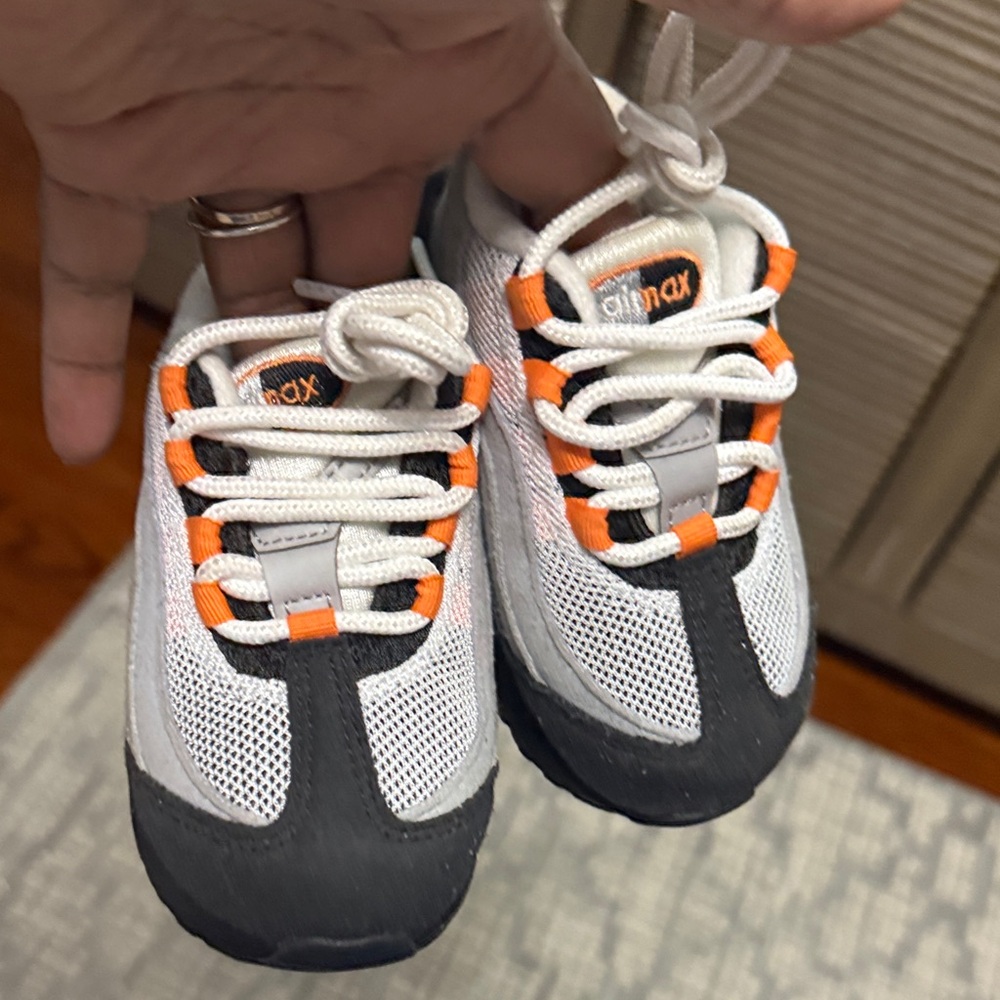 Nike Kids Air Max White and Orange Sneakers